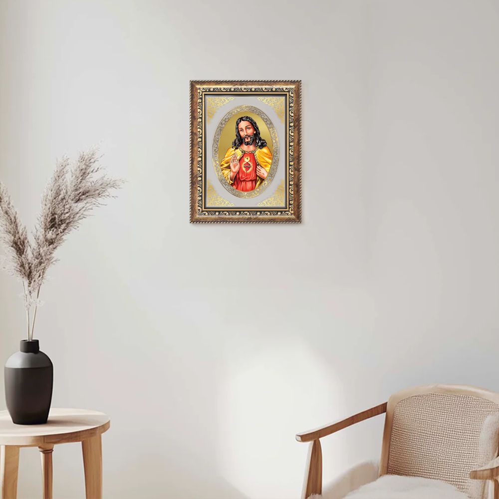 Jesus Christ | Christian Divine Wall & Tabletop Royal Photo Frame in 24K Gold Plated Foil