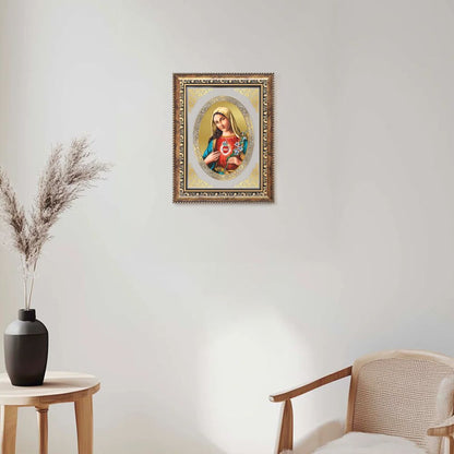 Mother Mary | Christian Divine Wall & Tabletop Royal Photo Frame in 24K Gold Plated Foil
