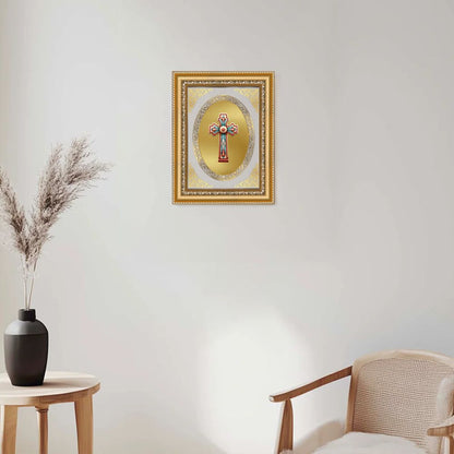 Holy Cross | Christian Sacred Wall & Tabletop Royal Photo Frame in 24K Gold Plated Foil