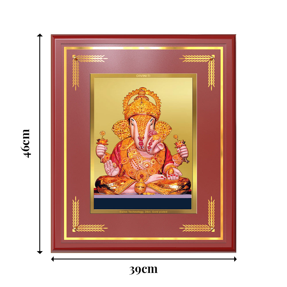 Dagdu Ganesh | Shri Dagdusheth Halwai Ganpati Wall & Tabletop Frame in 24K Gold Plated Foil