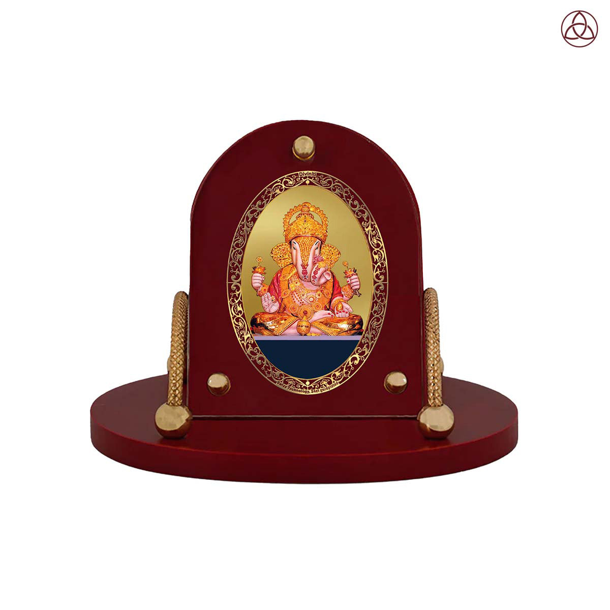 Dagdu Ganesh | Divine Ganesha Car Dashboard & Tabletop Photo Frame in 24K Gold Plated Foil
