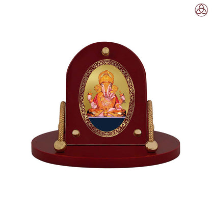 Dagdu Ganesh | Divine Ganesha Car Dashboard & Tabletop Photo Frame in 24K Gold Plated Foil