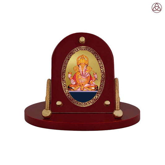 Dagdu Ganesh | Divine Ganesha Car Dashboard & Tabletop Photo Frame in 24K Gold Plated Foil