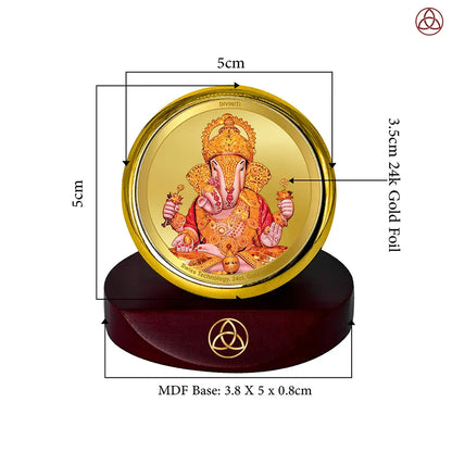 Dagdu Ganesh | Shri Dagdusheth Halwai Ganpati Car Dashboard Frame in 24K Gold Plated Foil
