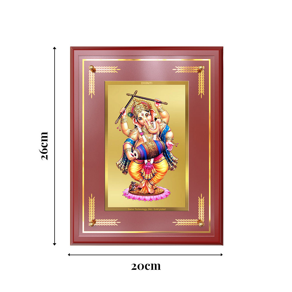 Dancing Ganesha | Nritya Ganapati Wall and Tabletop Photo Frame in 24K Gold Plated Foil