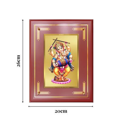 Dancing Ganesha | Nritya Ganapati Wall and Tabletop Photo Frame in 24K Gold Plated Foil