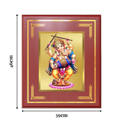 Dancing Ganesha on 24K Gold | Nritya Ganapati Wall & Tabletop Frame in 24K Gold Plated Foil