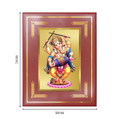 Dancing Ganesha on 24K Gold | Nritya Ganapati Wall Photo Frame in 24K Gold Plated Foil