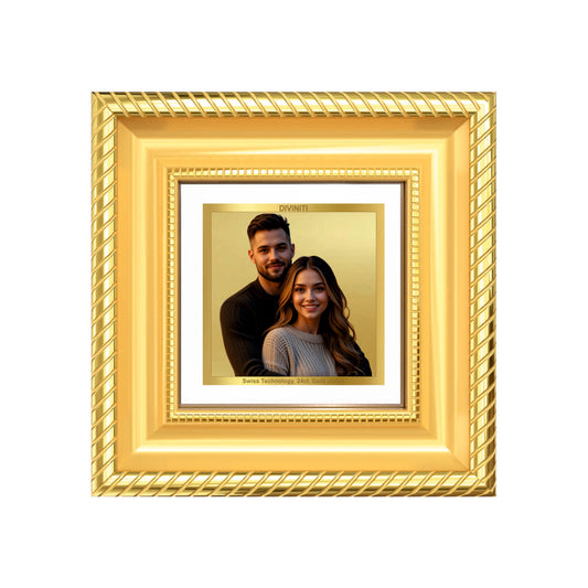 Diviniti Double Glass Frame Personalised Tabletop Photo Frame in 24K Gold Plated Foil | DG-015-S1A (Golden)