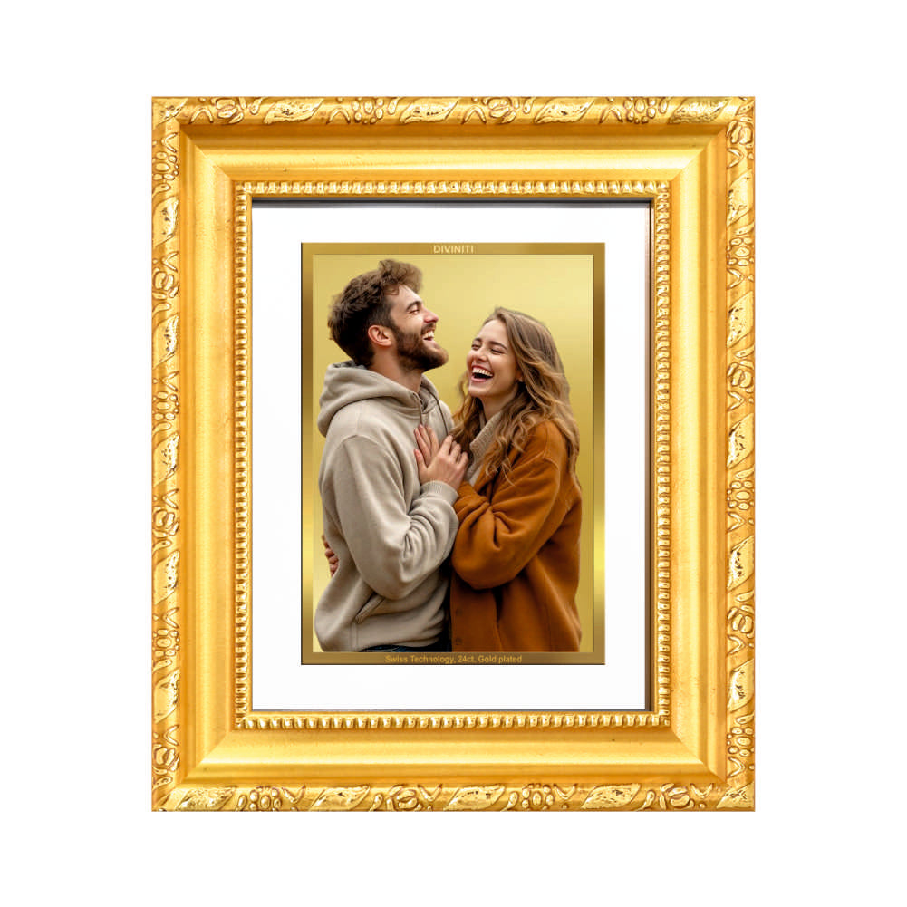 Diviniti Double Glass Frame Personalised Tabletop Photo Frame in 24K Gold Plated Foil | DG-103-S1