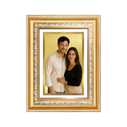 Diviniti Double Glass Frame Personalised Tabletop and Wall Photo Frame in 24K Gold Plated Foil | DG-112-S2.5