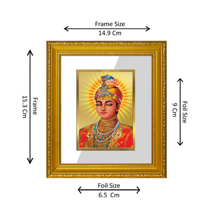 DIVINITI 24K Gold Plated Foil Guru Har Krishan Wall Photo Frame Religious Photo Frame Idol for Home & Office Decor Prayer, Gifts Items DG 101 Size 1 (15.3x14.9 CM)