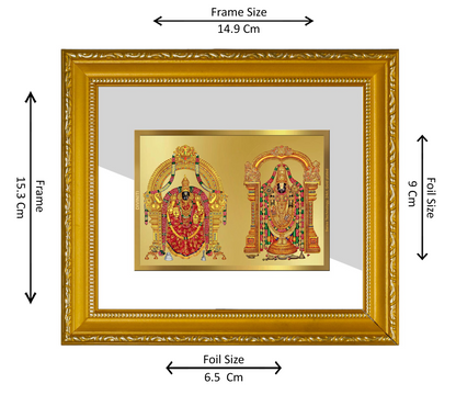DIVINITI 24K Gold Plated Foil Padmavati & Tirupati Balaji Wall Photo Frame Religious Photo Frame Idol for Home & Office Decor Prayer, Gifts Items DG 101 Size 1 (15.3x14.9 CM)