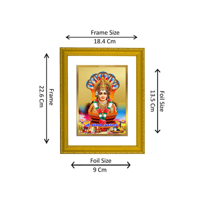 DIVINITI 24K Gold Plated Foil Bommayamman Photo Frame Idol for Wall Hanging, Home Decor, Prayer, Workshop, Gift Item|DG101 Size 2 (22.6x18.4 CM)