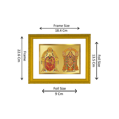 DIVINITI 24K Gold Plated Padmavathi Balaji Classic Photo Frame Idol for Home & Office Decor, Wall Hanging, Workshop, Table Top, Gift|DG101 Size 2 (22.6x18.4 CM)