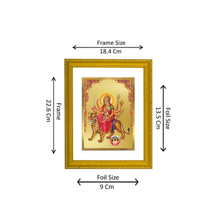 DIVINITI 24K Gold Plated Foil Siddhidatri Mata Photo Frame Idol for Home Decor, Puja Room, Workshop, Luxury Gift|DG101 Size 2 (22.6x18.4 CM)