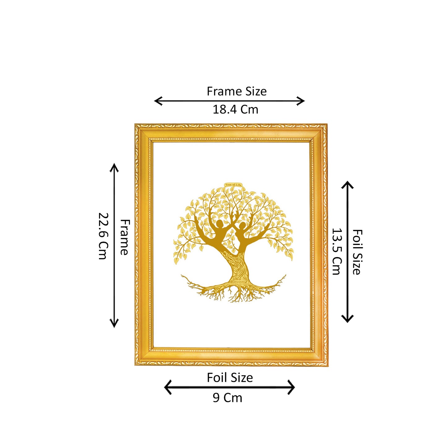 Tree of Life | Symbol of Growth, Harmony & Eternal Energy Wall & Tabletop Photo Frame in 24K Gold Plated Foil