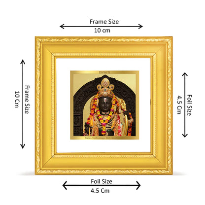 DIVINITI 24K Gold Plated Lord Ram Lalla Elegant Wall Photo Frame Idol for Table Top, Home & Office Decor, Puja Room, Gifts|DG101S1A (10x10 CM)