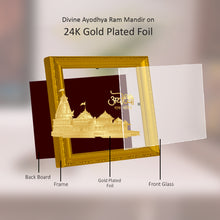 Load image into Gallery viewer, Diviniti Ram Mandir on 24K Gold Plated Foil For Home Decor, Wall Hanging, Table Decor, Puja Room &amp; Gift (13 CM X 15 CM)
