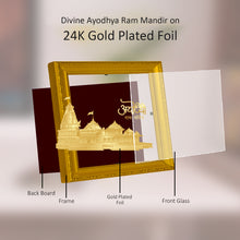 Load image into Gallery viewer, Diviniti Ram Mandir on 24K Gold Plated Foil For Home Decor, Table Decor, Wall Hanging, Puja Room &amp; Gift (20.8 CM X 16.7 CM)
