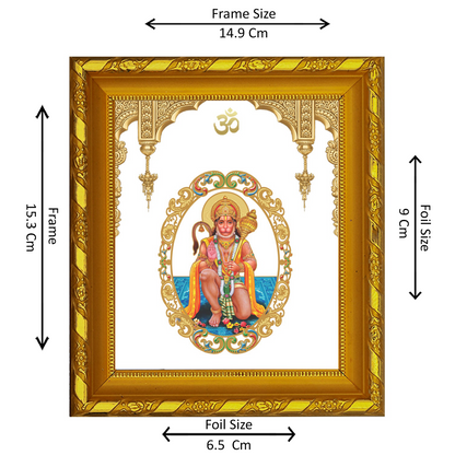 DIVINITI 24K Gold Plated Foil Hanuman Ji Photo Frame for Home & Office Decor, Table DG 103 Size 1 (15.3x14.9 CM)