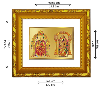 DIVINITI 24K Gold Plated Foil Padmavathi Balaji Wall Photo Frame for Home Decor, Puja Room DG 103 Size 1 (15.3x14.9 CM)