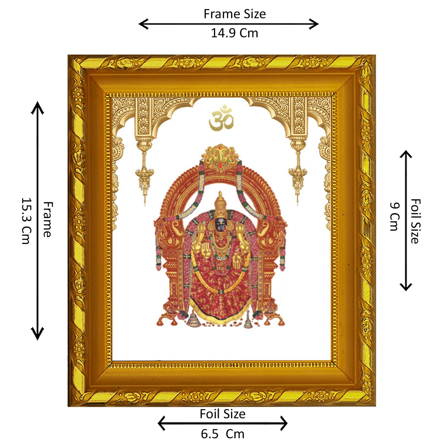 DIVINITI 24K Gold Plated Foil Padmavathi Photo Frame for Home & Office Decor and Tabletop DG 103 Size 1 (15.3x14.9 CM)