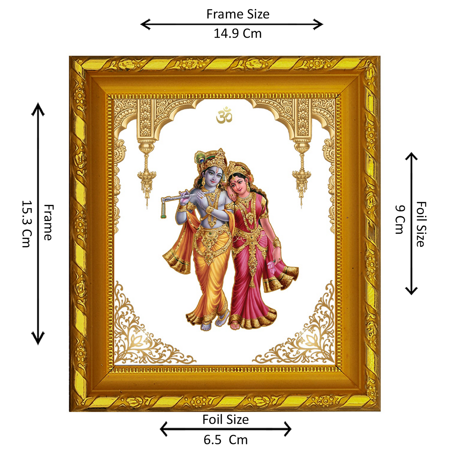 DIVINITI 24K Gold Plated Foil Radha Krishna Photo Frame for Home & Office Decor and Tabletop DG 103 Size 1 (15.3x14.9 CM)