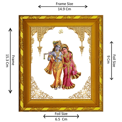 DIVINITI 24K Gold Plated Foil Radha Krishna Photo Frame for Home & Office Decor and Tabletop DG 103 Size 1 (15.3x14.9 CM)