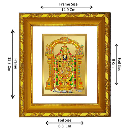 DIVINITI 24K Gold Plated Foil Tirupati Balaji Photo Frame for Home Decor, Premium Gift, Puja DG 103 Size 1 (15.3x14.9 CM)