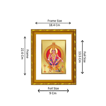 DIVINITI 24K Gold Plated Foil Ayyappan Modern Photo Frame Idol for Puja Room, Home Wall Decor, Workshop, Table Top, Premium Gift|DG103 Size 2 (22.6x18.4 CM)