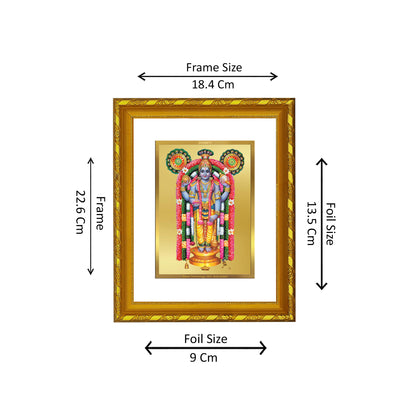 DIVINITI 24K Gold Plated Foil Guruvayurappan Photo Frame for Puja Room, Home Wall Decor, Workshop, Table Top, Premium Gift|DG103 Size 2 (22.6x18.4 CM)