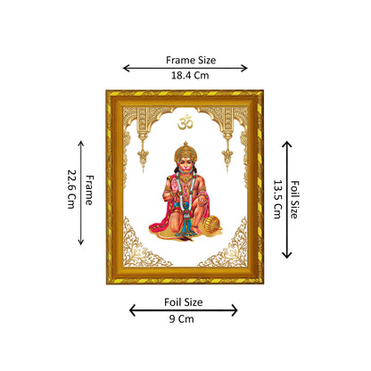 DIVINITI 24K Gold Plated Foil Lord Hanuman Photo Frame Idol for Home Decor, Puja Room, Table Top, Wall Hanging, Workshop, Gift|DG103 Size 2 (22.6x18.4 CM)