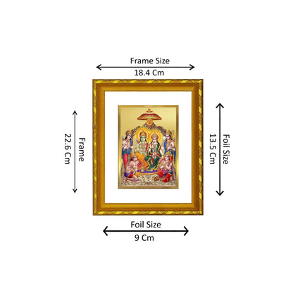 DIVINITI 24K Gold Plated Foil Shri Ram Darbar Photo Frame for Wall Hanging, Workshop, Table Top, Home Decor, Luxury Gift|DG103 Size 2 (22.6x18.4 CM)