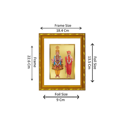 DIVINITI 24K Gold Plated Foil Swami Narayan Photo Frame for Wall Hanging, Workshop, Table Top, Home Decor, Luxury Gift|DG103 Size 2 (22.6x18.4 CM)