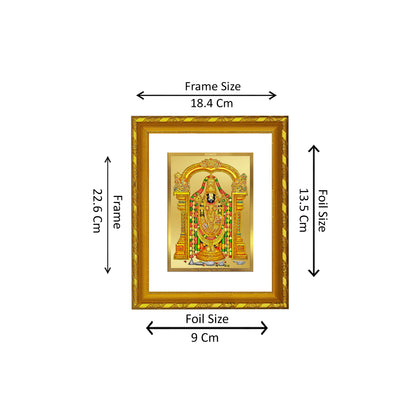 DIVINITI 24K Gold Plated Foil Tirupati Balaji Photo Frame for Home Wall Decor, Workshop, Table Top, Premium Gift|DG103 Size 2 (22.6x18.4 CM)
