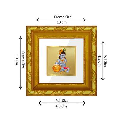 DIVINITI 24K Gold Plated Foil Bal Gopal Stylish Photo Frame for Wall Hanging, Home Decor, Workshop, Table Top, Premium Gifts|DG103S1A (10x10 CM)