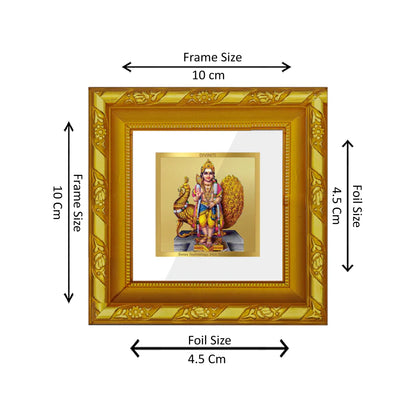 DIVINITI 24K Gold Plated Foil Lord Karthikey Photo Frame for Wall Hanging, Home Decor, Workshop, Table Top, Gifts | DG103S1A (10x10 CM)
