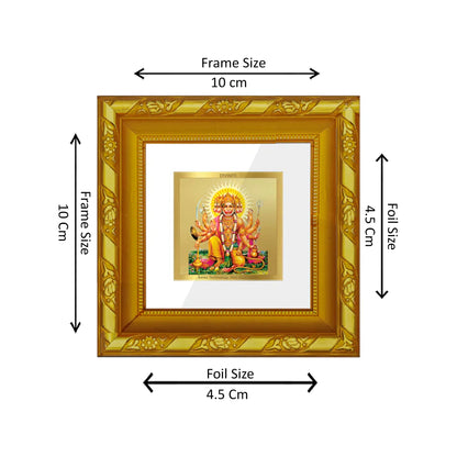 DIVINITI 24K Gold Plated Panchmukhi Hanuman Elegant Photo Frame Idol for Wall Hanging, Puja Room, Home Decor, Workshop, Gifts | DG103S1A (10x10 CM)