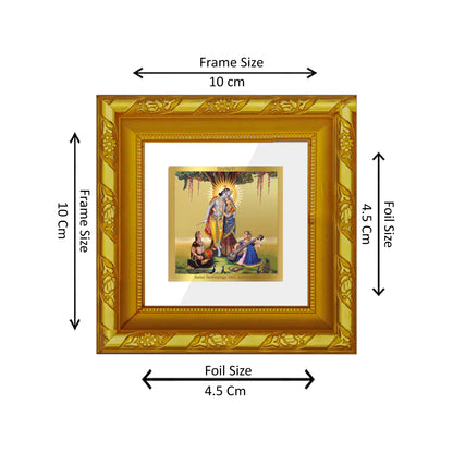 DIVINITI 24K Gold Plated Radha Krishna Stylish Wall Photo Frame Idol for Workshop, Home Decor, Puja Room, Premium Gifts | DG103S1A (10x10 CM)