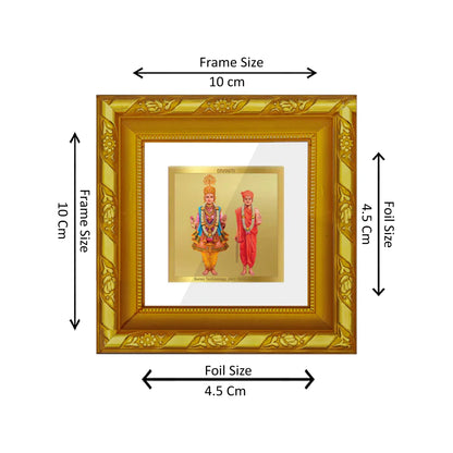 DIVINITI 24K Gold Plated Foil Swami Narayan Photo Frame Idol for Table Top, Home Decor, Workshop, Puja Room, Wall Hanging, Gifts | DG103S1A (10x10 CM)