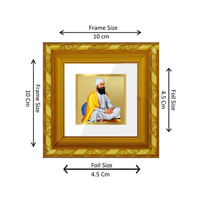 DIVINITI 24K Gold Plated Foil Guru Tegh Bahadar Sahib Ji Photo Frame for Home Decor, Wall Hanging, Puja Room, Workshop, Gifts|DG103S1A (10x10 CM)