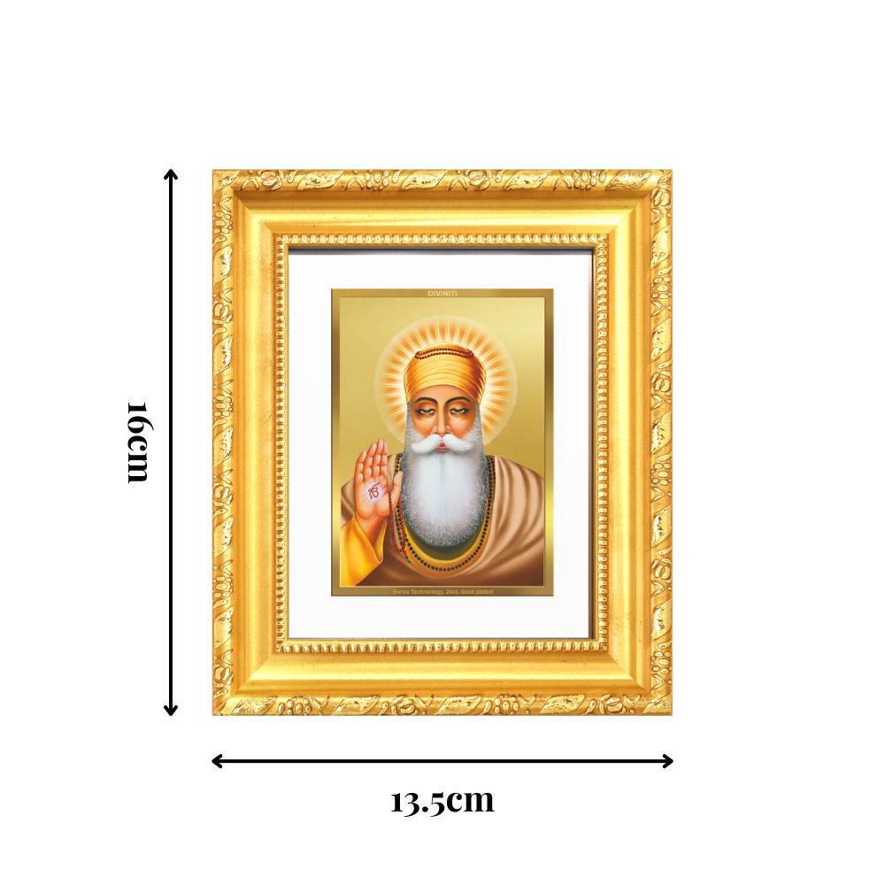 Diviniti 24K Gold Plated Guru Nanak Dev Ji |Sacred Sikh Table Top Frame for Home Decor & Office Ambiance | Premium Spiritual Gift