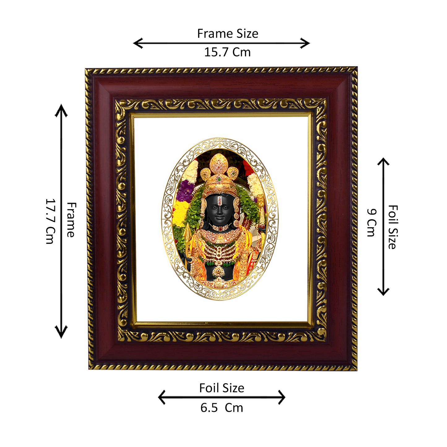 DIVINITI 24K Gold Plated Foil Ram Lalla Photo Frame for Home & Office Decor, Wall Hanging, Table Top, Puja Room & Gift DG 105 Size 1 (17.7x15.7 CM)