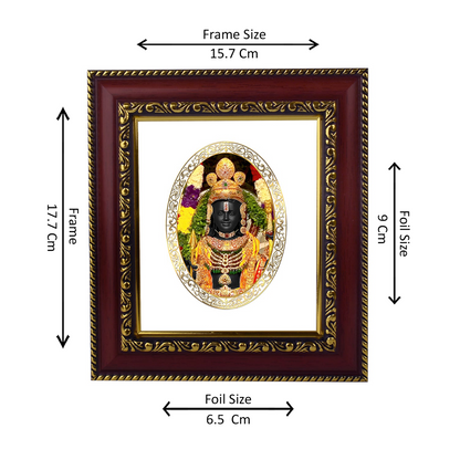 DIVINITI 24K Gold Plated Foil Ram Lalla Photo Frame for Home & Office Decor, Wall Hanging, Table Top, Puja Room & Gift DG 105 Size 1 (17.7x15.7 CM)