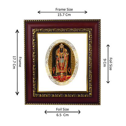 DIVINITI 24K Gold Plated Foil Ram Lalla Photo Frame for Home & Office Decor, Wall Hanging, Table Top, Puja Room & Gift DG 105 Size 1 (17.7x15.7 CM)