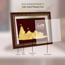 Load image into Gallery viewer, Diviniti Ram Mandir on 24K Gold Plated Foil For Home Decor, Wall Hanging Decor, Table Decor, Puja &amp; Gift (28 CM X 23 CM)
