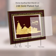 Load image into Gallery viewer, Diviniti Ram Mandir on 24K Gold Plated Foil For Home Decor, Wall Hanging Decor, Table Decor, Puja &amp; Gift (21.5 CM X 17.5 CM)
