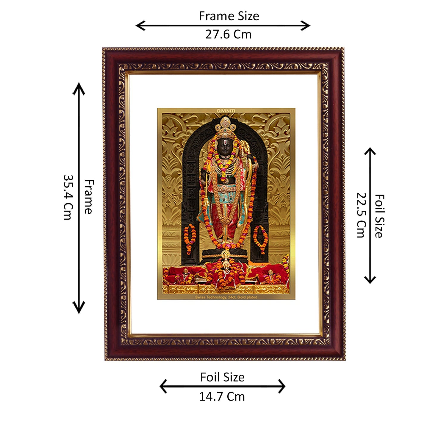 Diviniti 24K Gold Plated Foil Ram Lalla Photo Frame For Home Decor, Wall Hanging, Table, Puja Room & Gift DG105S3 (27.6X35.4 CM)