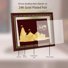 Load image into Gallery viewer, Diviniti Ram Mandir on 24K Gold Plated Foil For Home Decor, Wall Hanging Decor, Puja Room &amp; Gift (32.5 CM X 25.5 CM)

